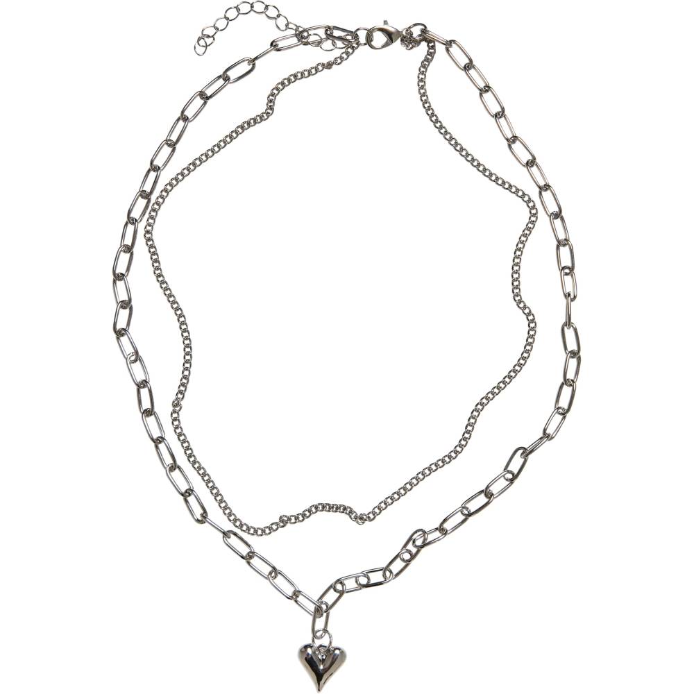 Urban Classics - Heart Icon Layering Halskette - Silberfarben